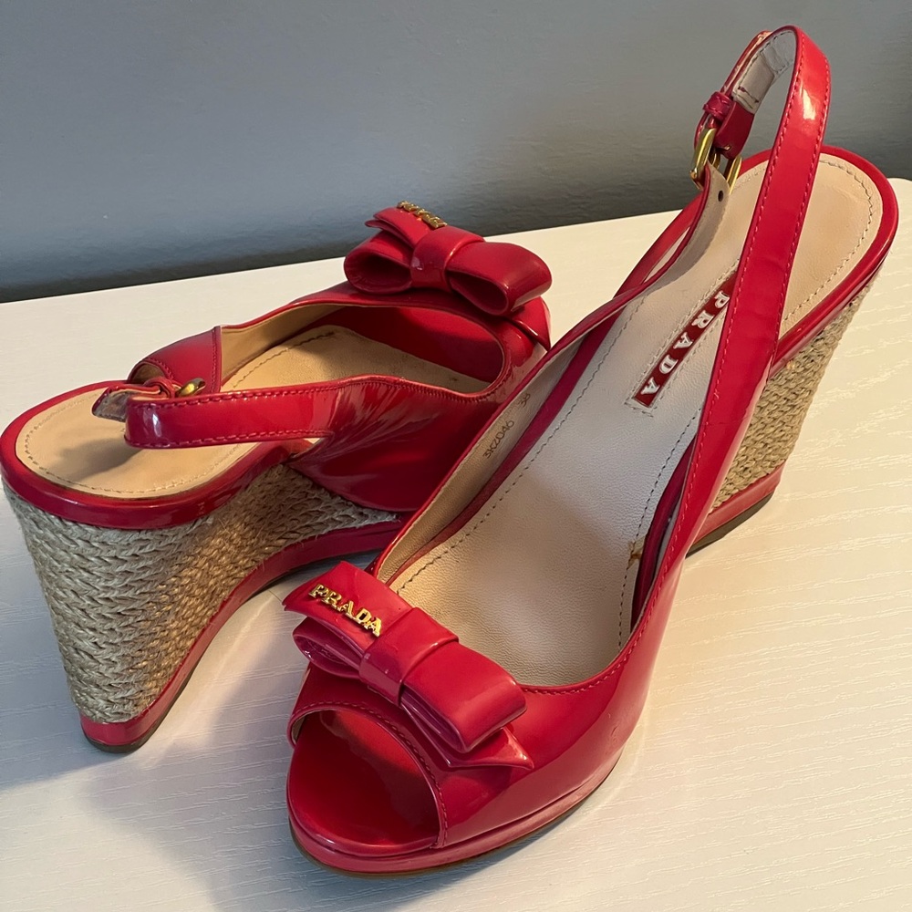 Prada Pink Wedge Sandals. Very good used condition.
